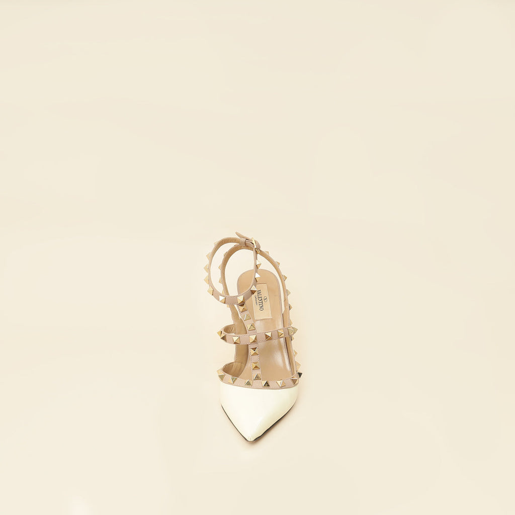 Valentino White Rockstud Caged 100mm Pump 38