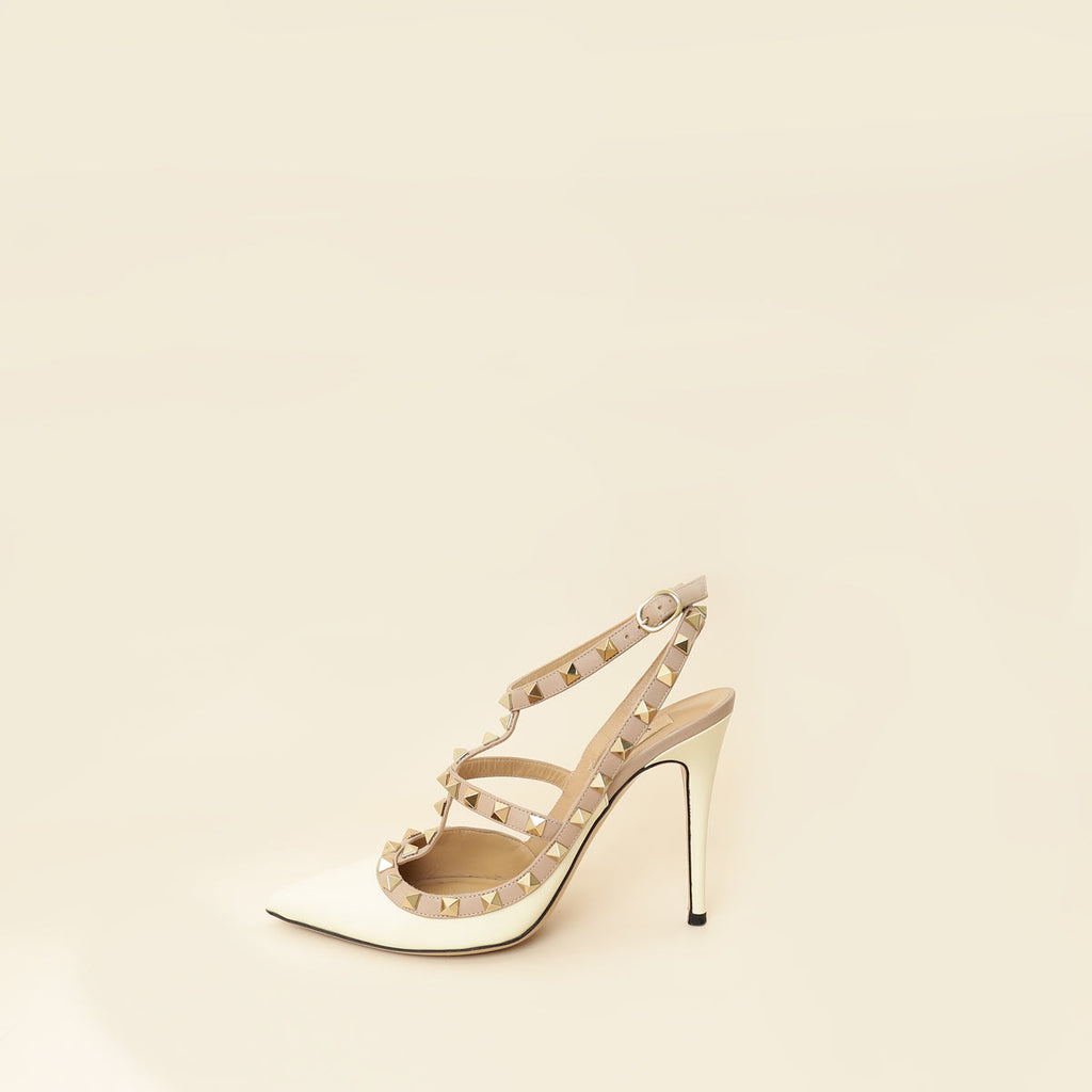 Valentino White Rockstud Caged 100mm Pump 38