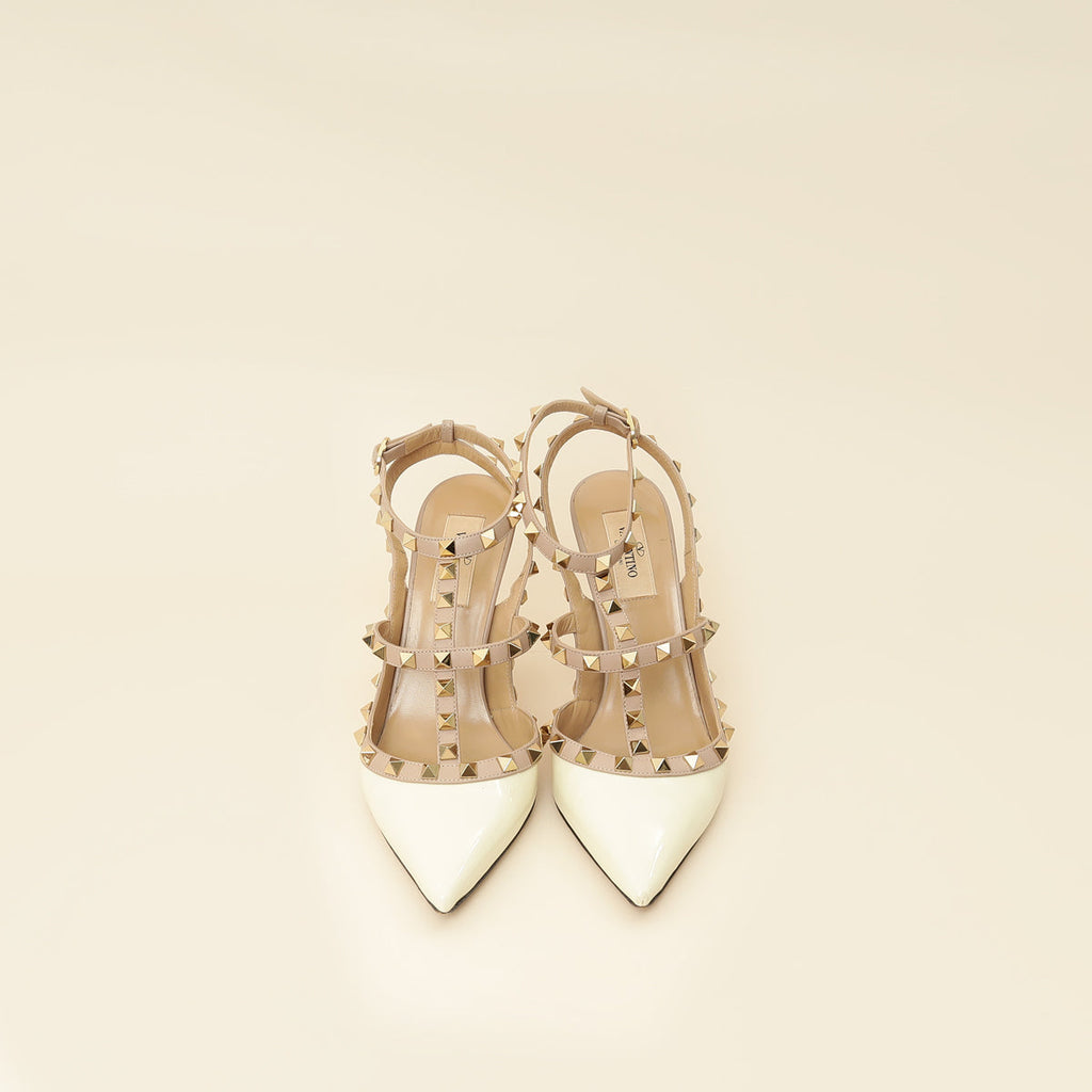 Valentino White Rockstud Caged 100mm Pump 38