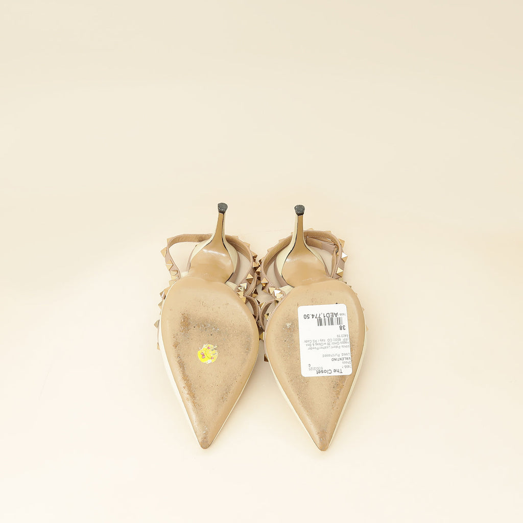 Valentino White Rockstud Caged 100mm Pump 38