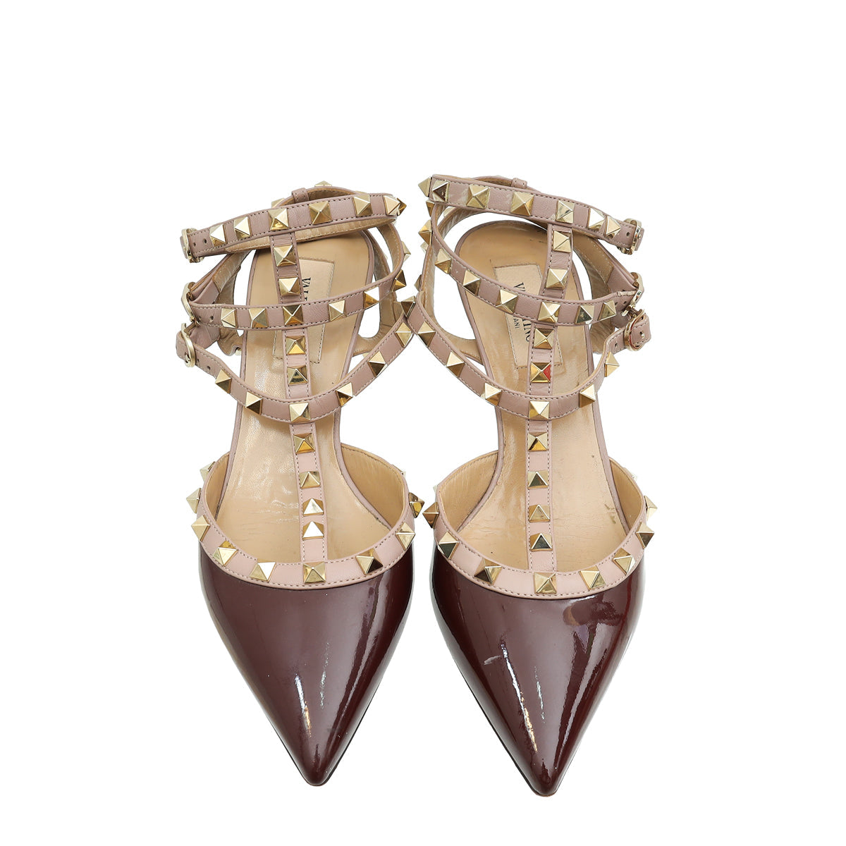 Valentino Burgundy Rockstud Caged Pump 38