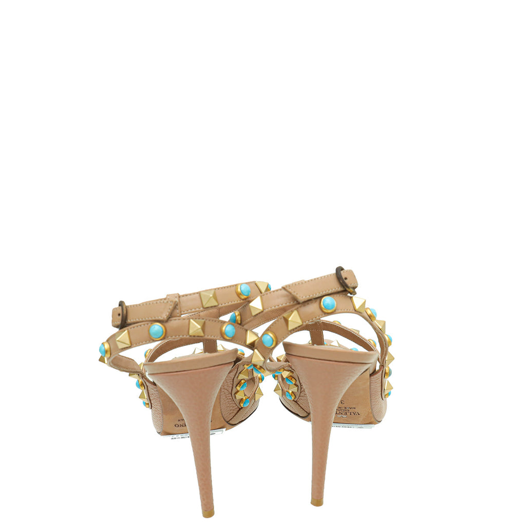 Valentino Blush Rolling Rockstud Ankle Strap Pump 38