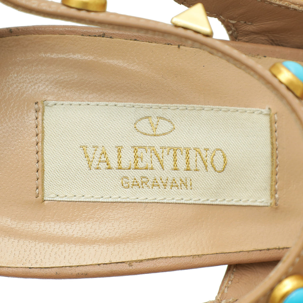 Valentino Blush Rolling Rockstud Ankle Strap Pump 38