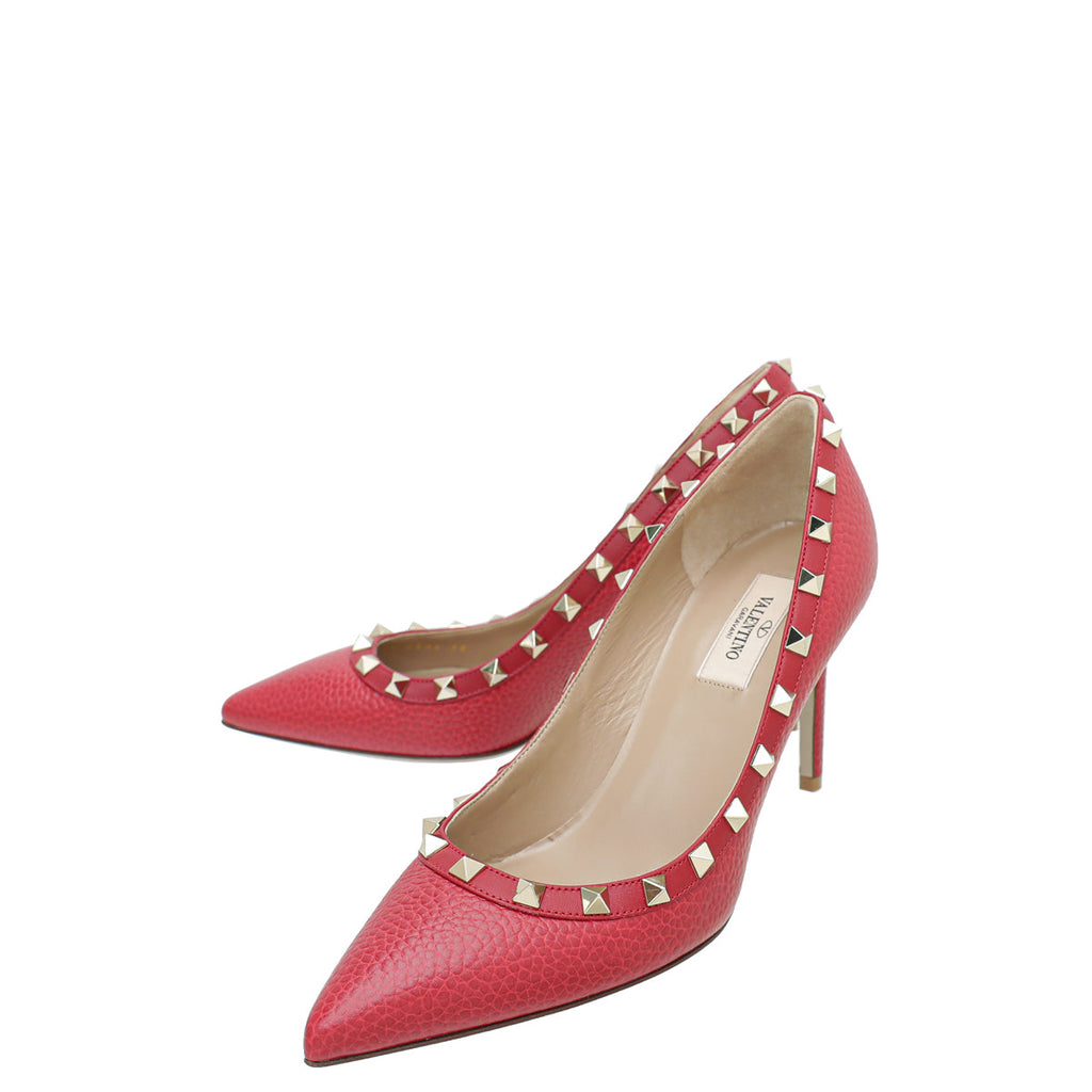 Valentino Red Rockstud Grained Pump 38
