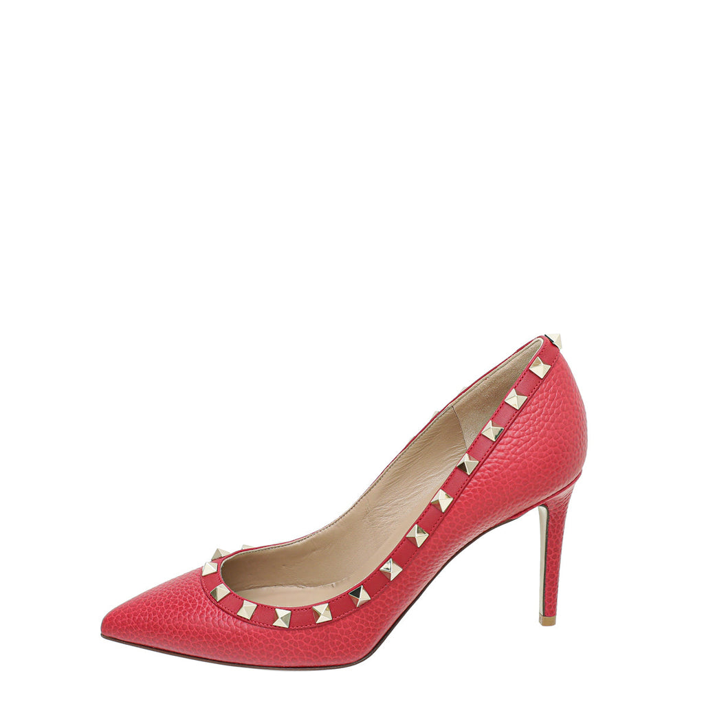 Valentino Red Rockstud Grained Pump 38