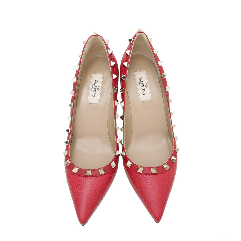 Valentino Red Rockstud Grained Pump 38