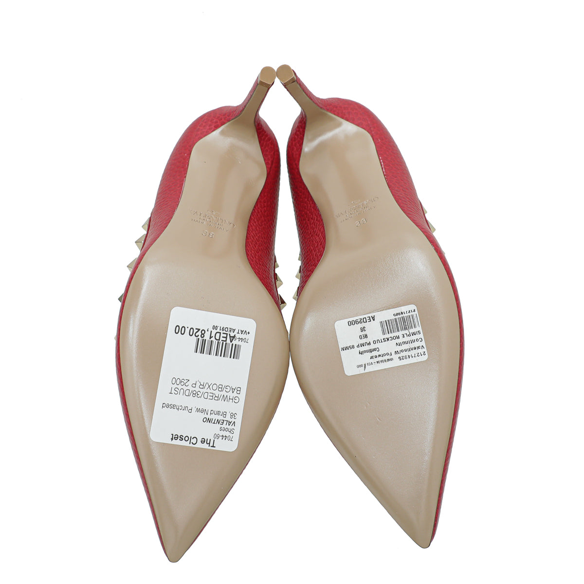 Valentino Red Rockstud Grained Pump 38