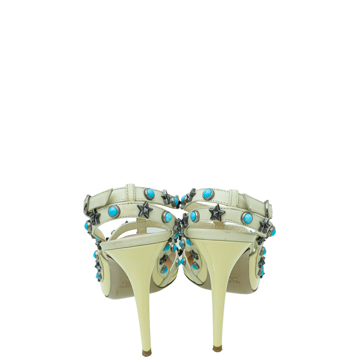 Valentino Bicolor Rolling Star Studs Caged Ankle Strap Pump 39.5