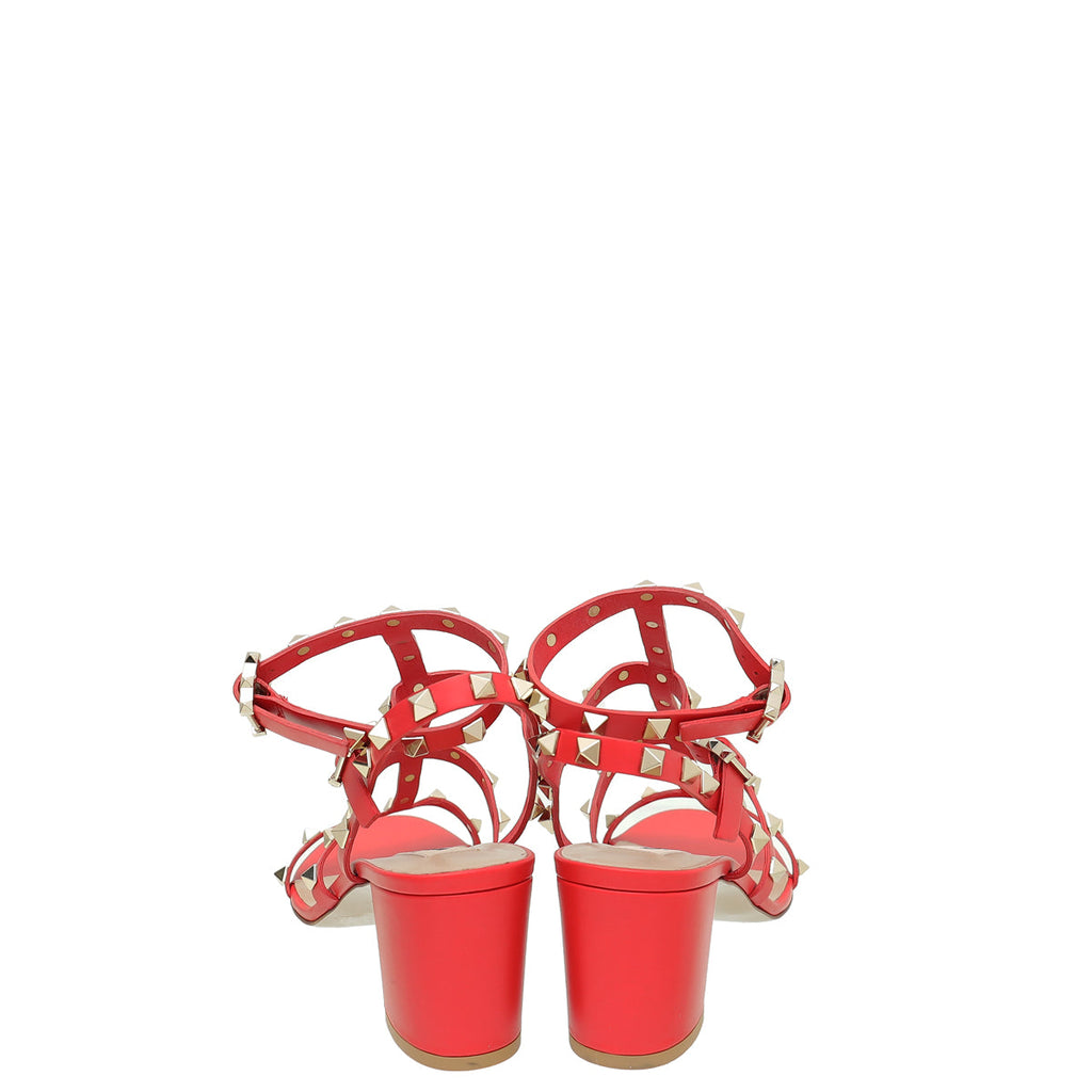 Valentino Red Rockstud Slides Cage Sandal 39