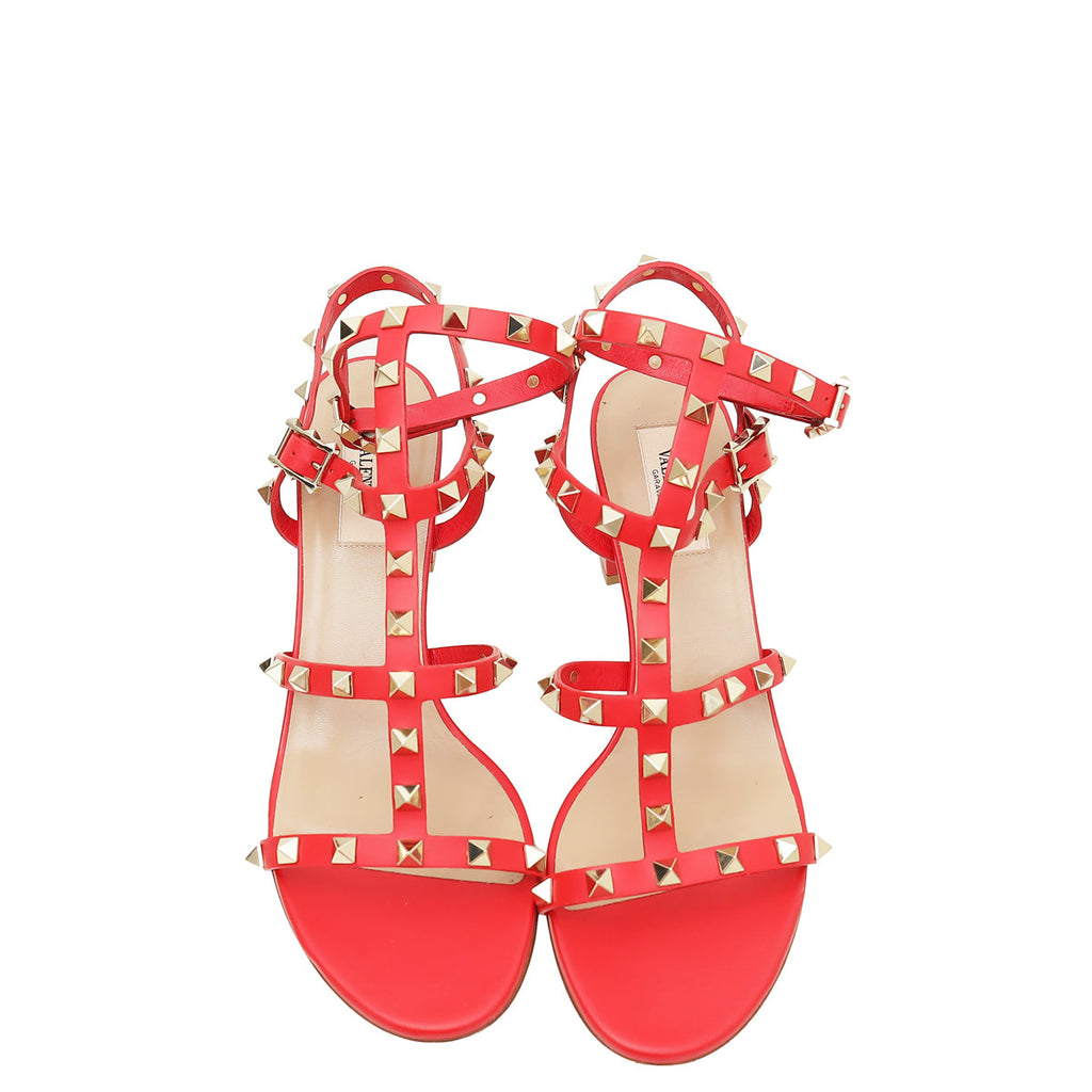 Valentino Red Rockstud Slides Cage Sandal 39
