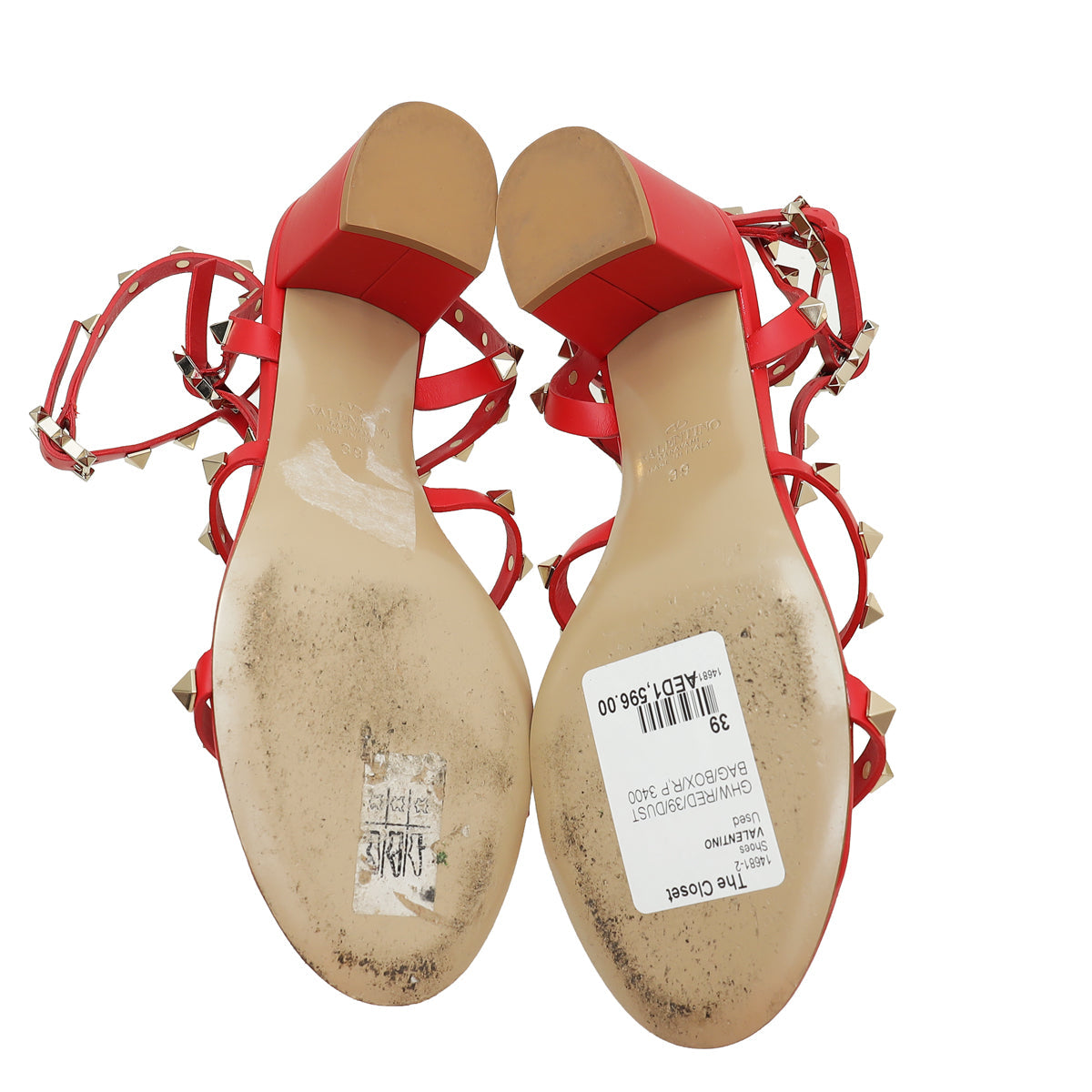 Valentino Red Rockstud Slides Cage Sandal 39