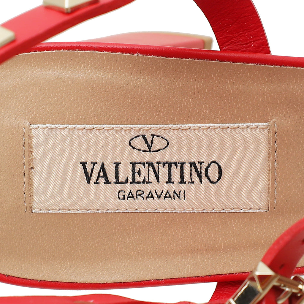 Valentino Red Rockstud Slides Cage Sandal 39