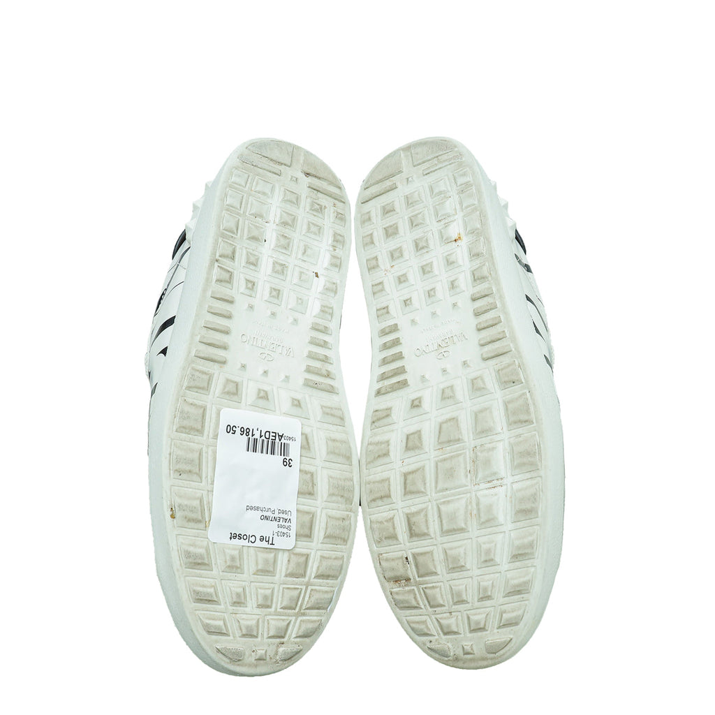 Valentino White VLTN Logo Print Open Sneaker 39