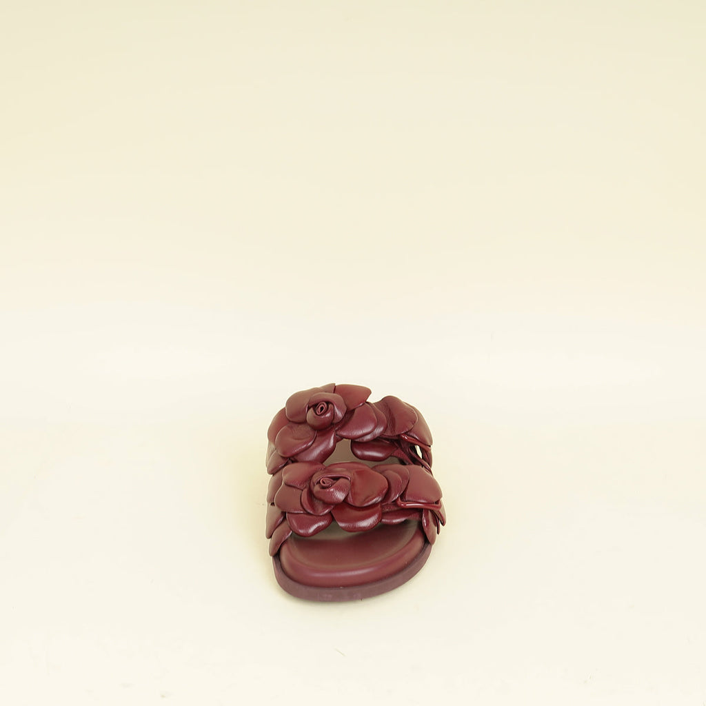 Valentino Burgundy Atelier 03 Rose Edition Flat Sandals 39