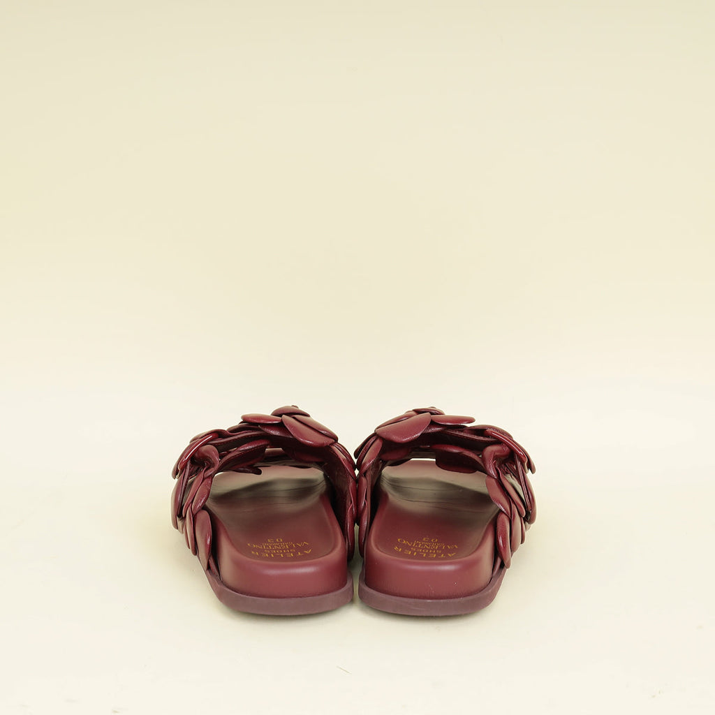 Valentino Burgundy Atelier 03 Rose Edition Flat Sandals 39