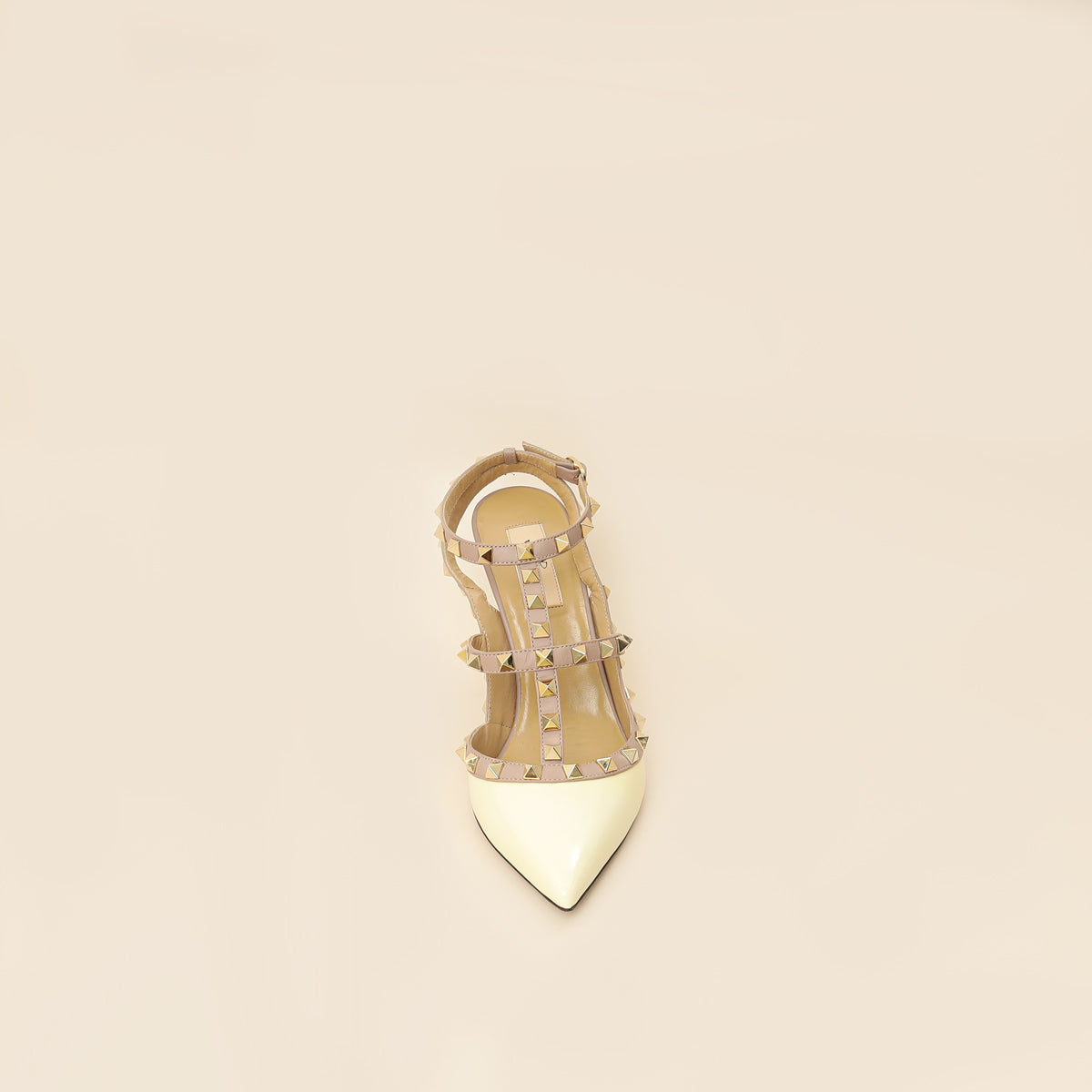 Valentino Cream Rockstud Caged Slingback Pump 39
