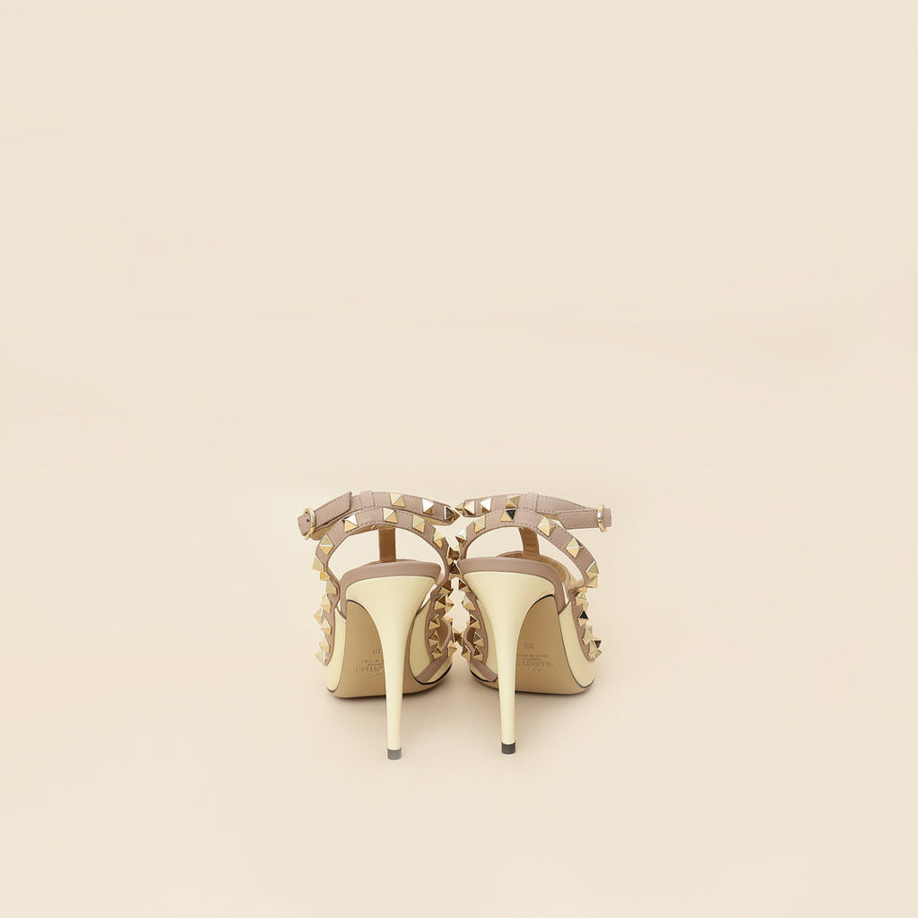 Valentino Cream Rockstud Caged Slingback Pump 39