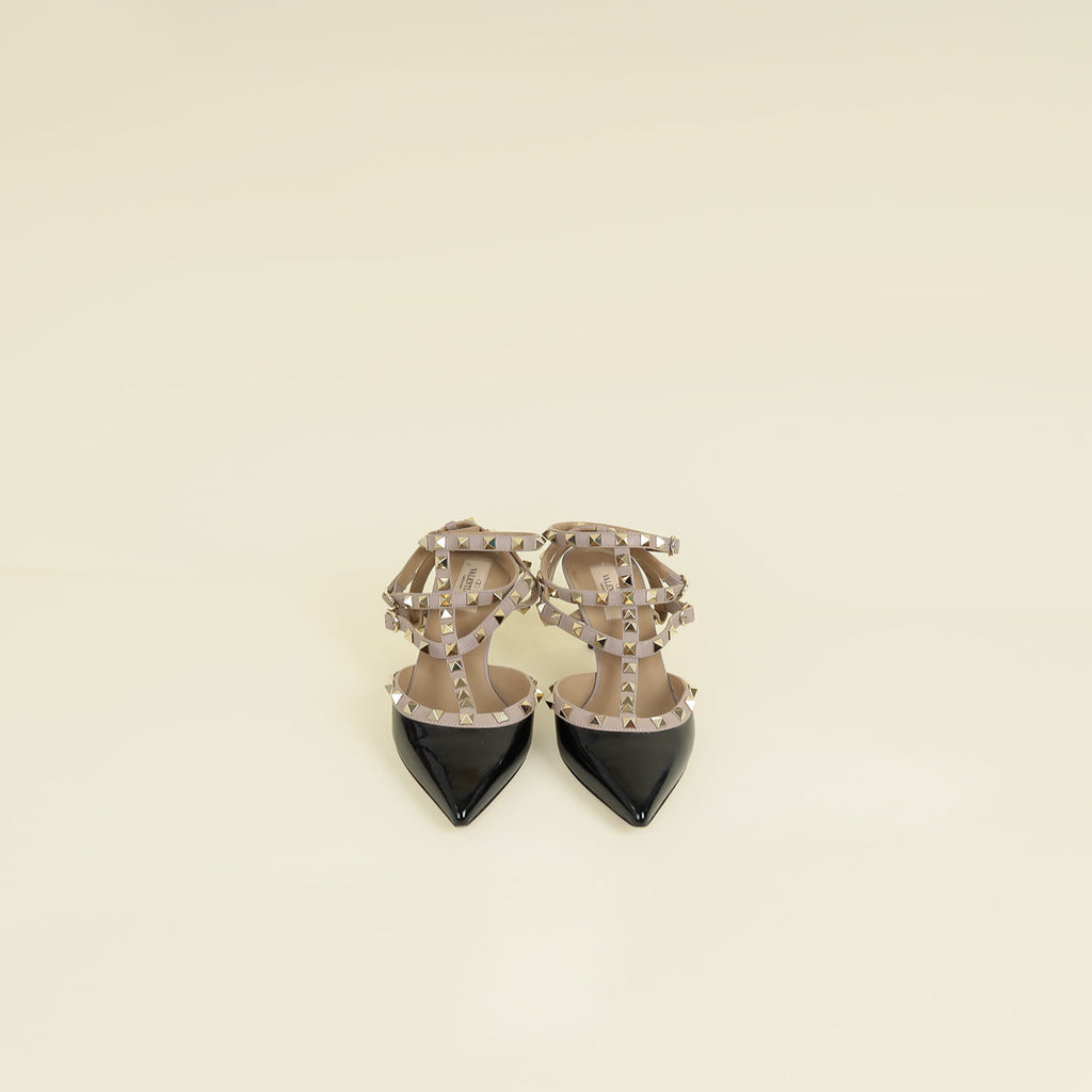 Valentino Black Rockstud Caged Ankle Strap Pump 39
