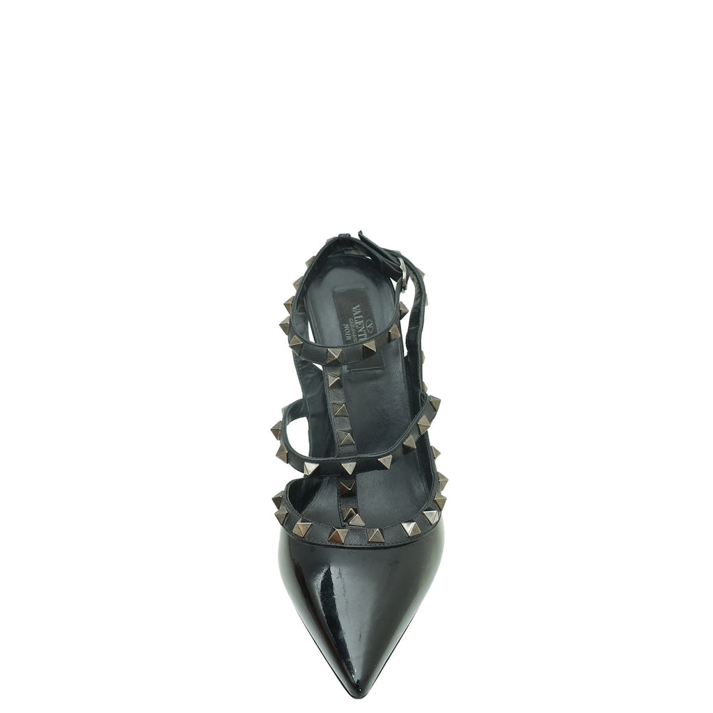 Valentino Black Rockstud Caged Ankle Strap Pump 39