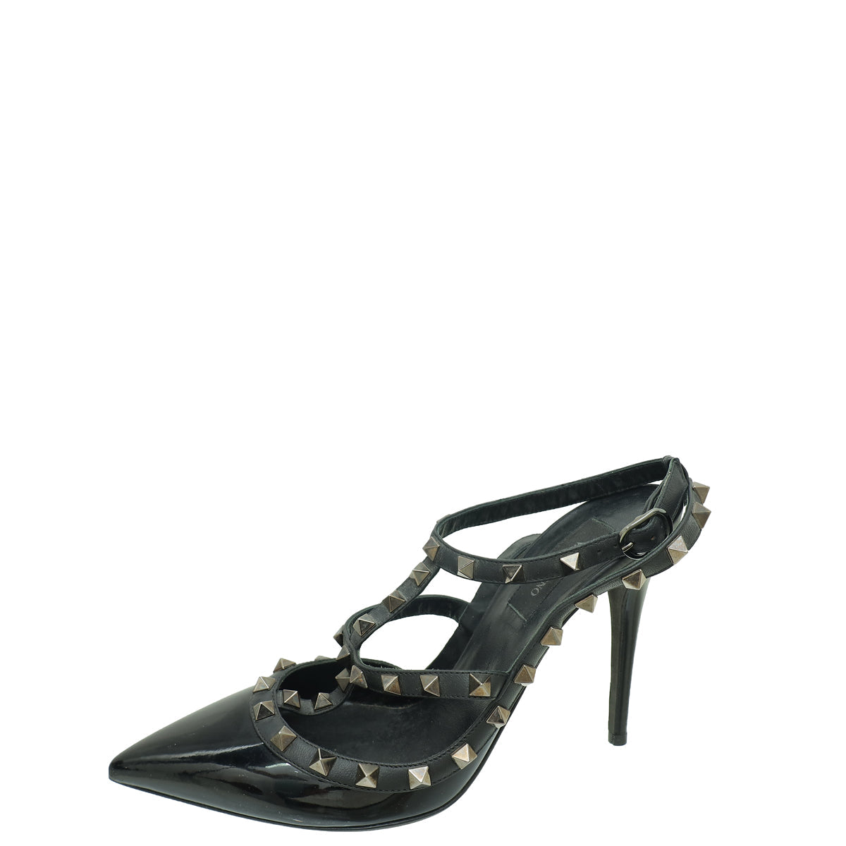 Valentino Black Rockstud Caged Ankle Strap Pump 39