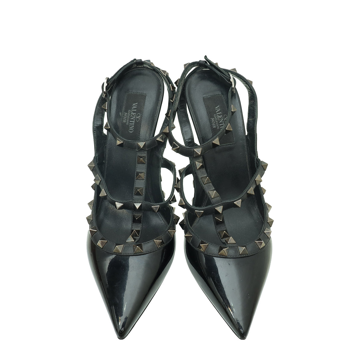 Valentino Black Rockstud Caged Ankle Strap Pump 39