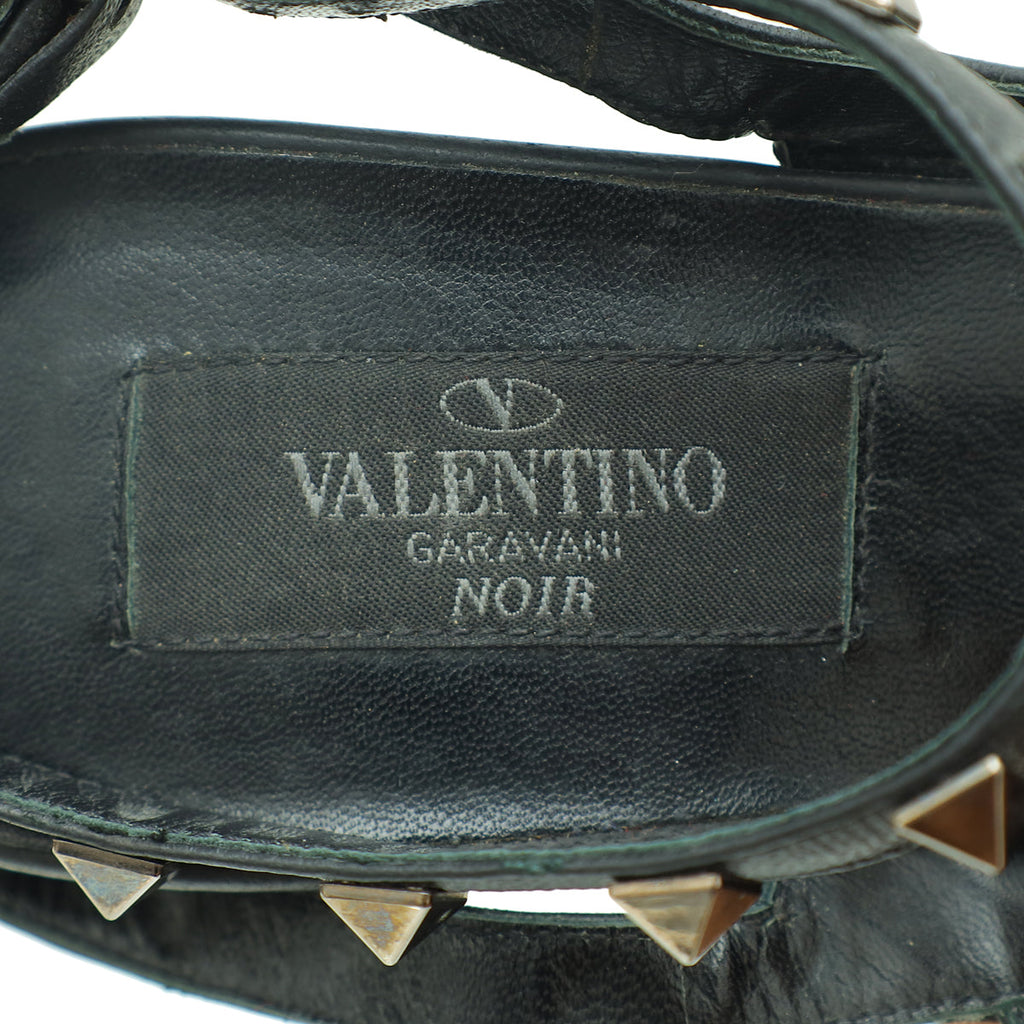 Valentino Black Rockstud Caged Ankle Strap Pump 39