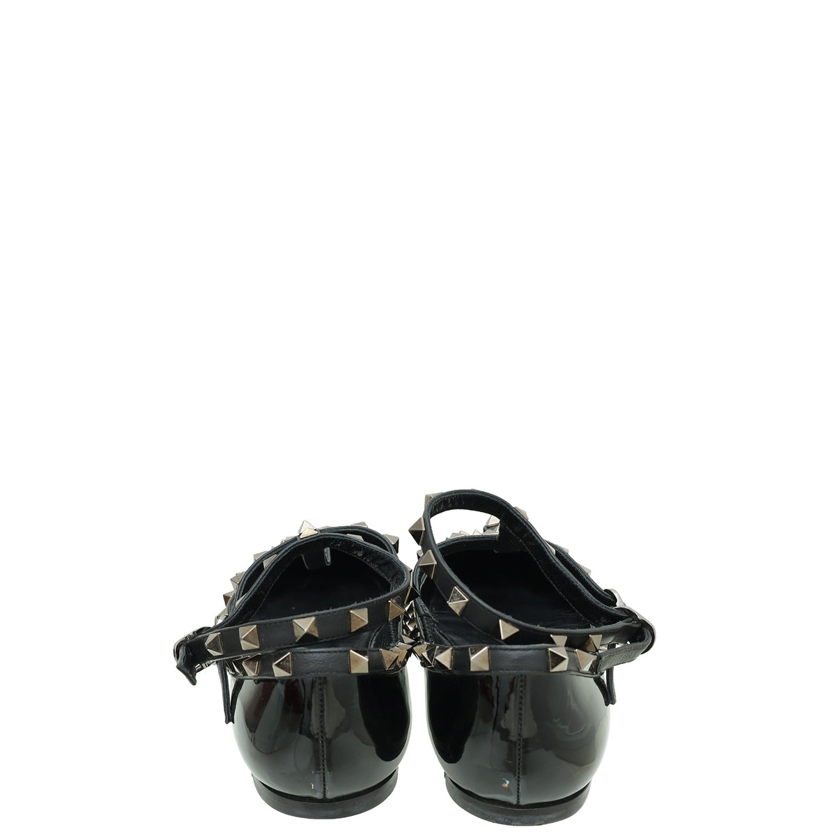Valentino Black Rockstud Caged Ankle Strap Ballerina 39