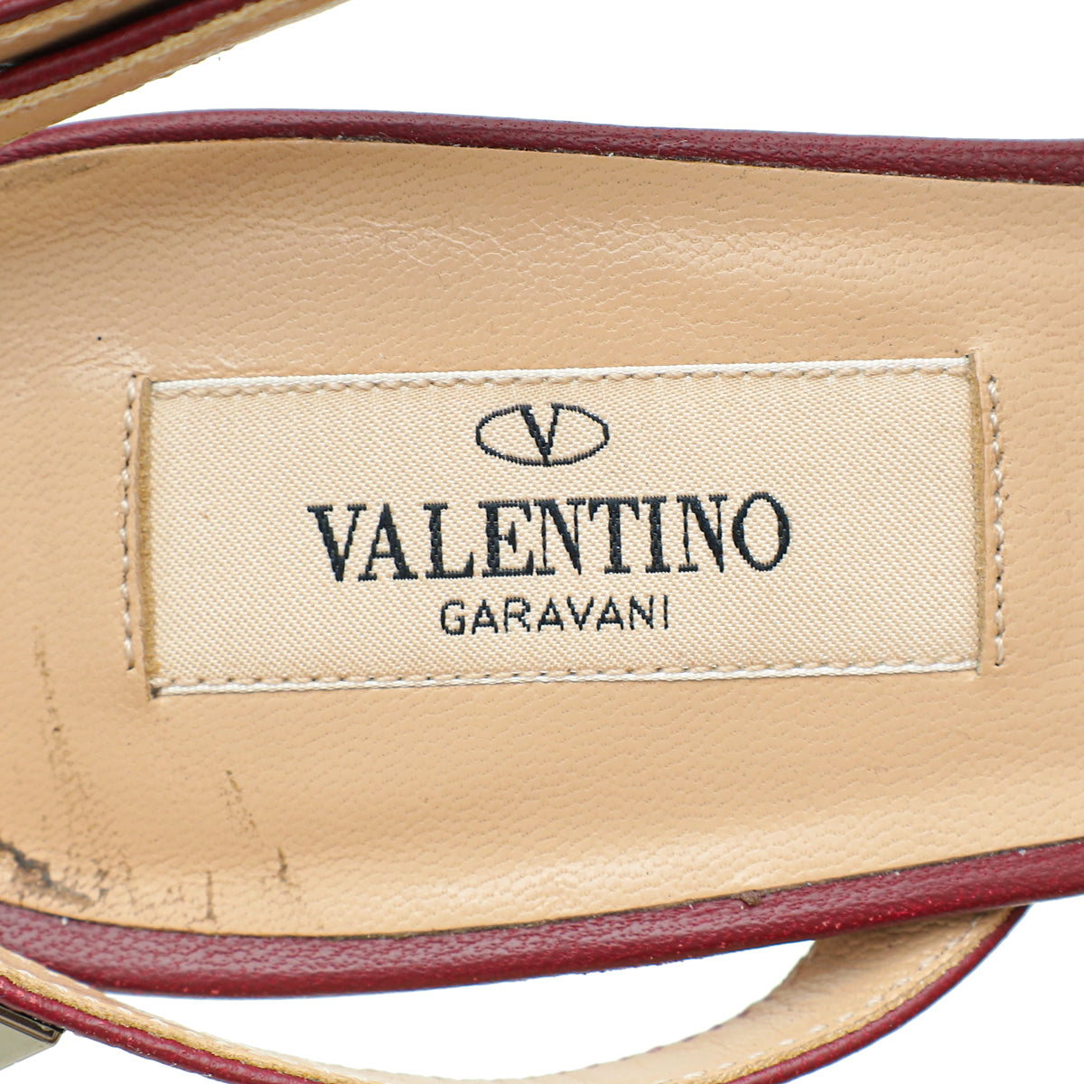 Valentino Burgundy Python Embossed Rockstud Slingback Pump 39