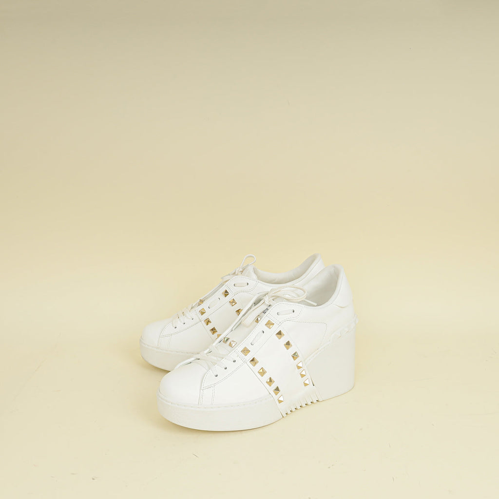 Valentino White Open Flatform Rockstud Untitled Sneaker 40.5