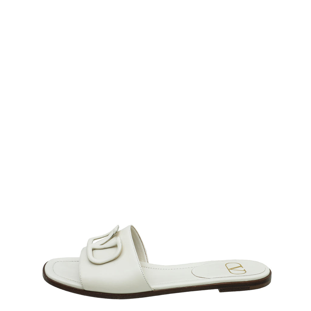 Valentino Cream VLOGO Flat Sandal 40