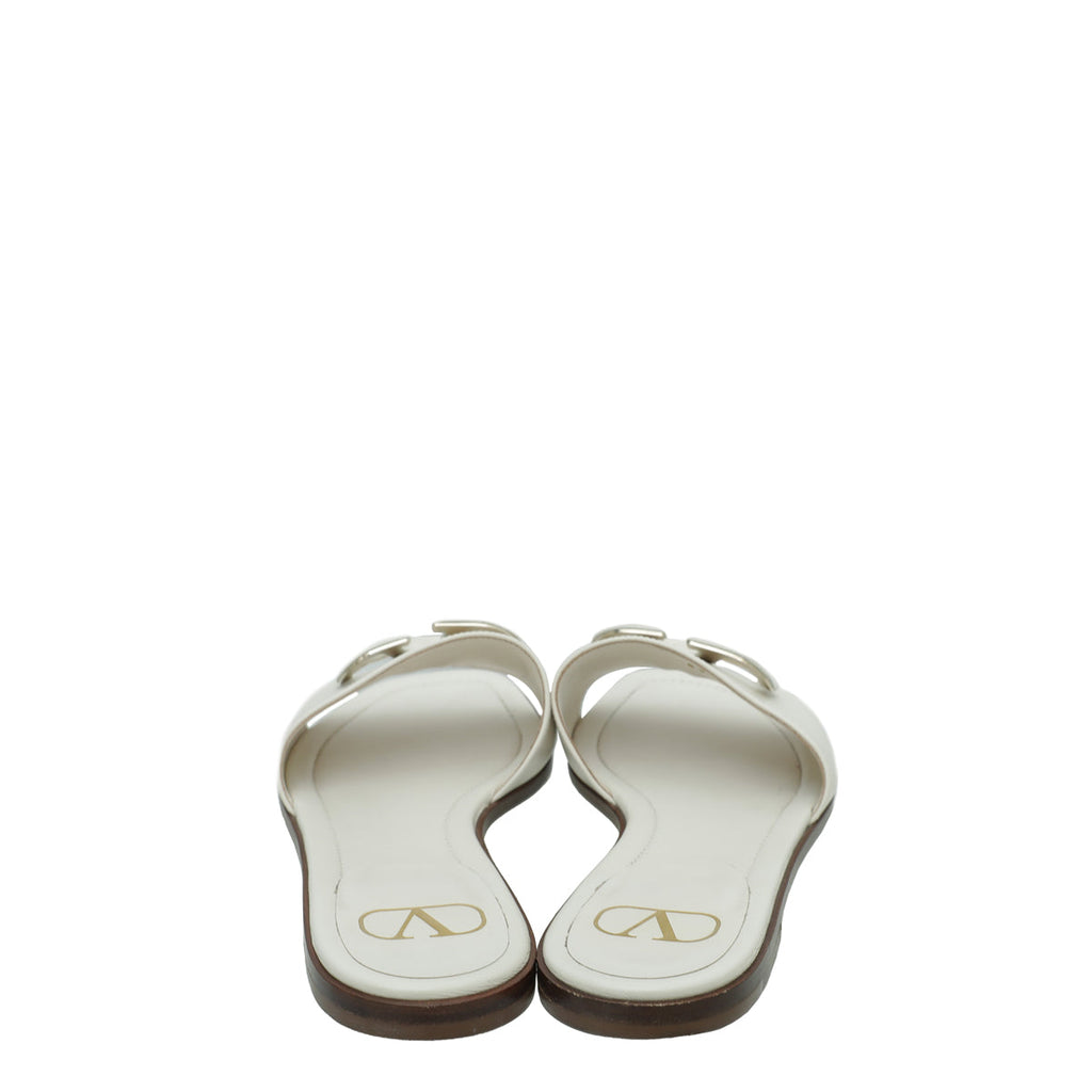 Valentino Cream VLOGO Flat Sandal 40