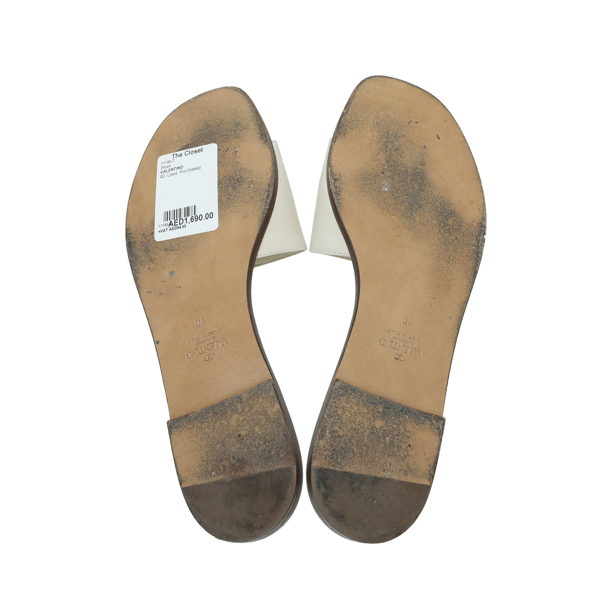 Valentino Cream VLOGO Flat Sandal 40