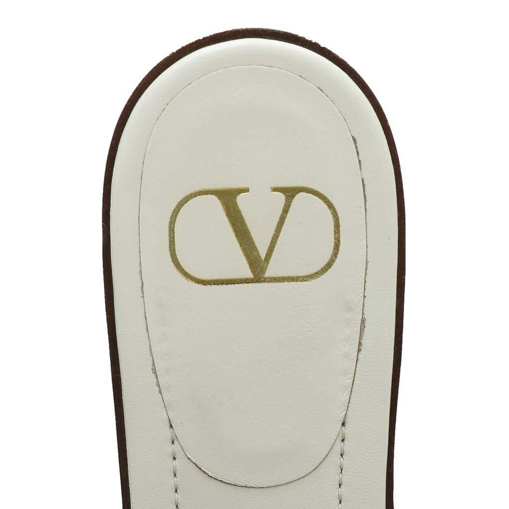 Valentino Cream VLOGO Flat Sandal 40