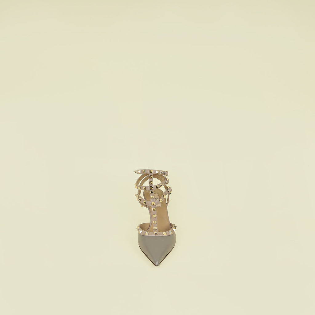 Valentino Taupe Rockstud Caged Ankle Strap Pump 40