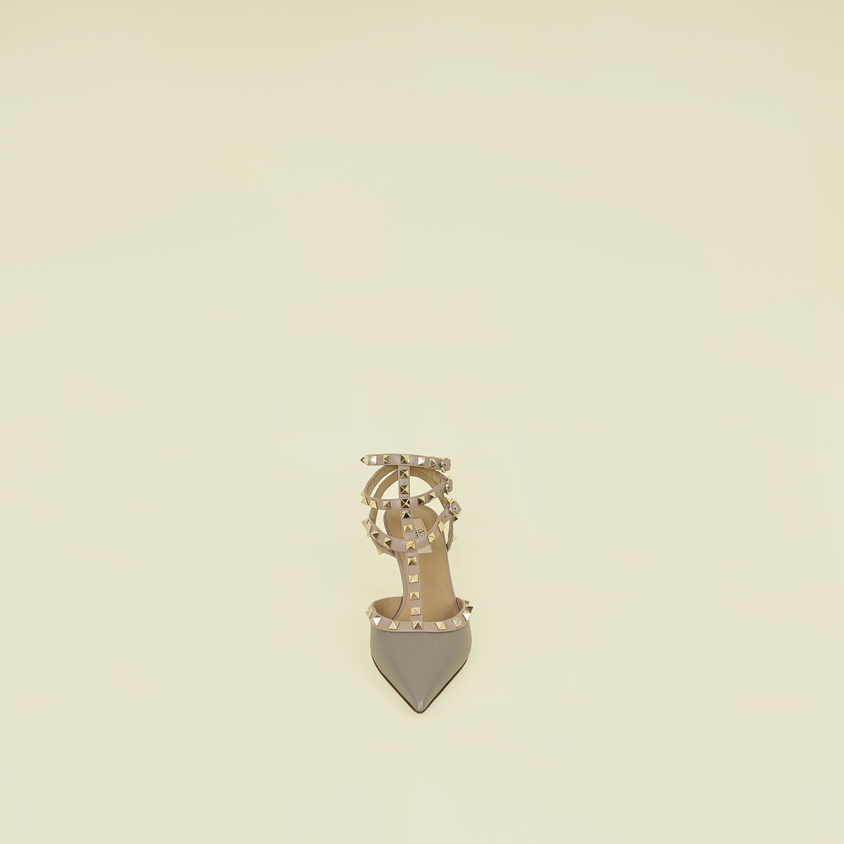 Valentino Taupe Rockstud Caged Ankle Strap Pump 40