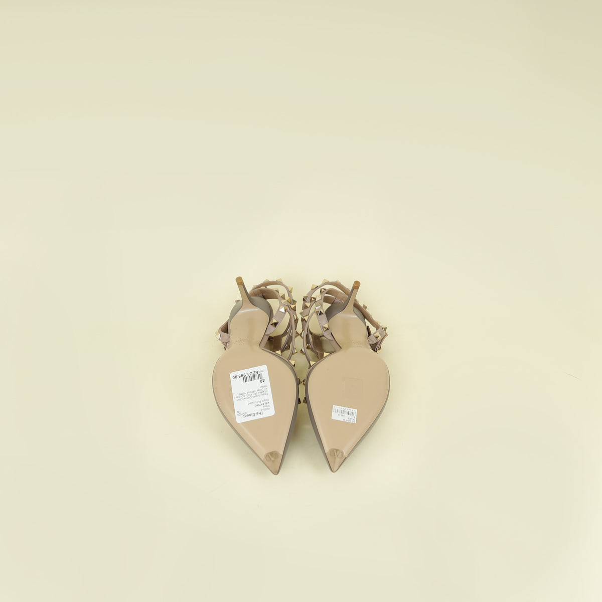 Valentino Taupe Rockstud Caged Ankle Strap Pump 40