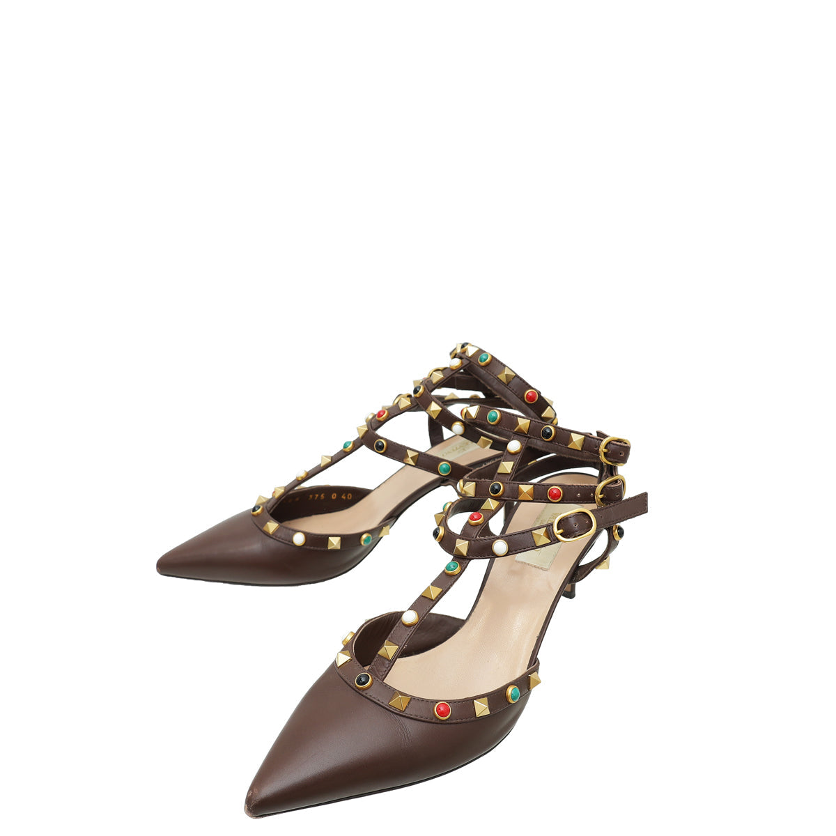 Valentino Brown Rockstud Caged Sandal 40