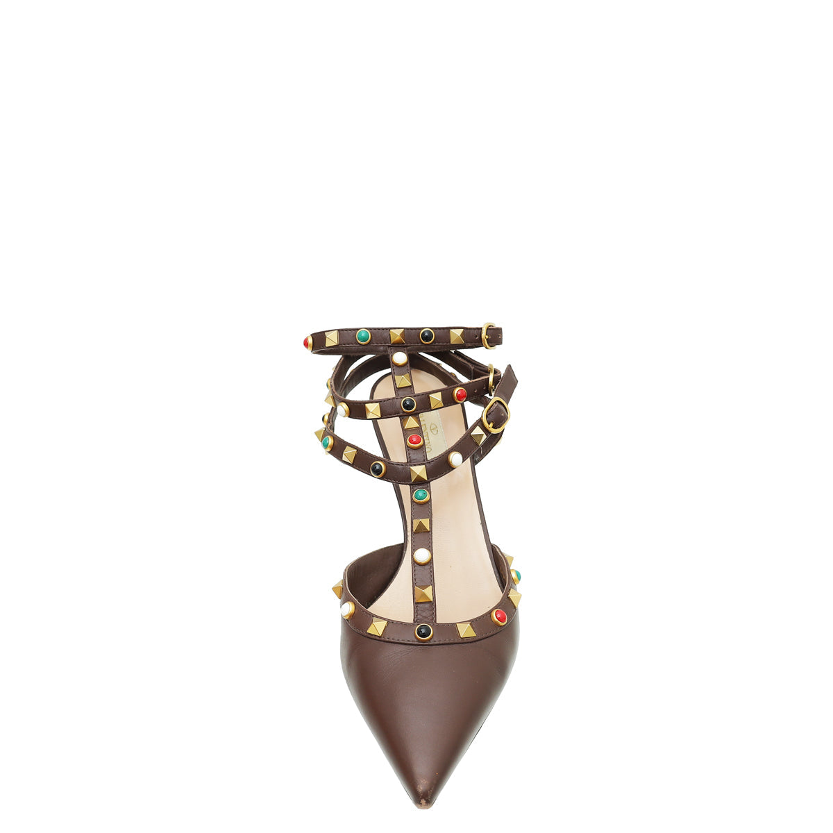 Valentino Brown Rockstud Caged Sandal 40