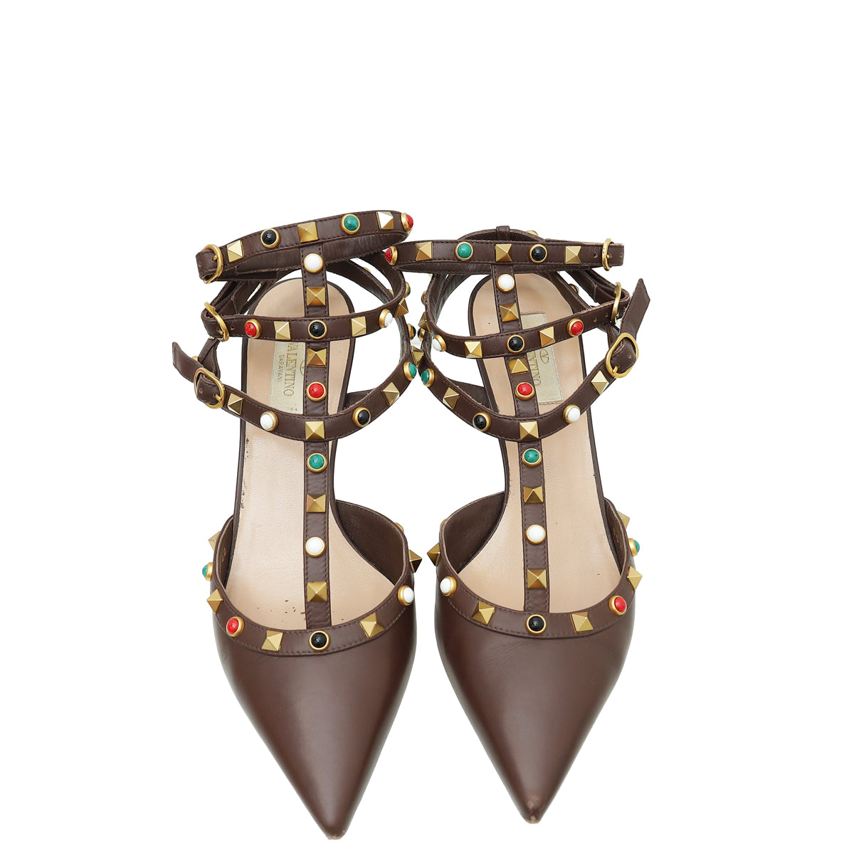 Valentino Brown Rockstud Caged Sandal 40