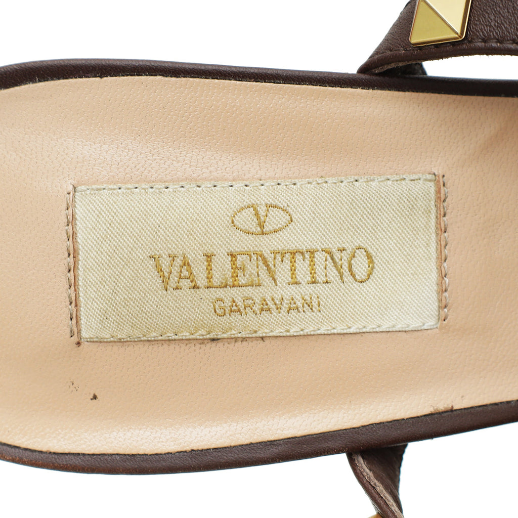 Valentino Brown Rockstud Caged Sandal 40