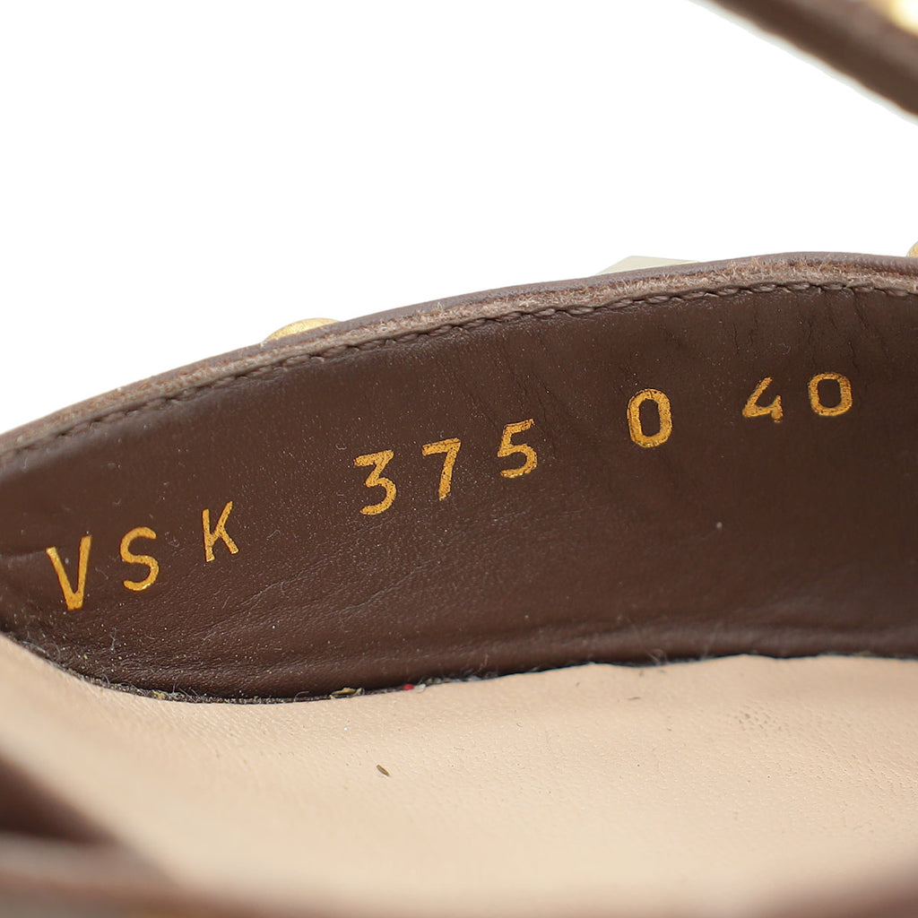 Valentino Brown Rockstud Caged Sandal 40