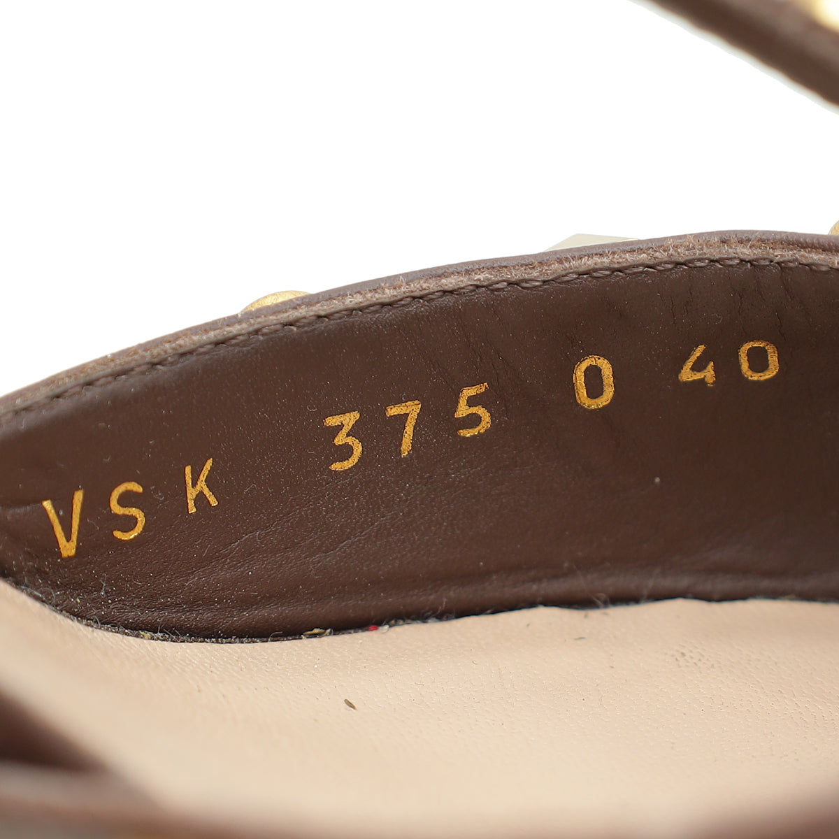 Valentino Brown Rockstud Caged Sandal 40