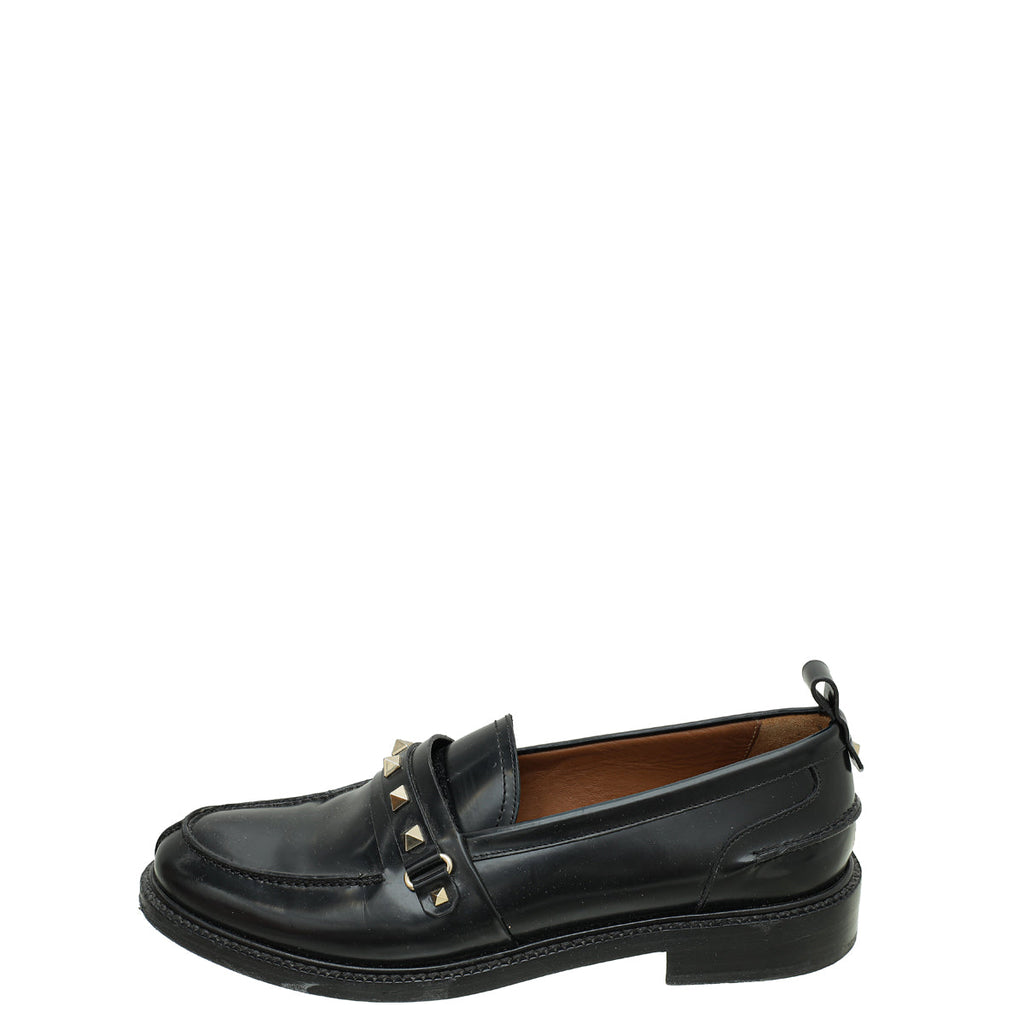 Valentino Black Rockstud Loafers 40