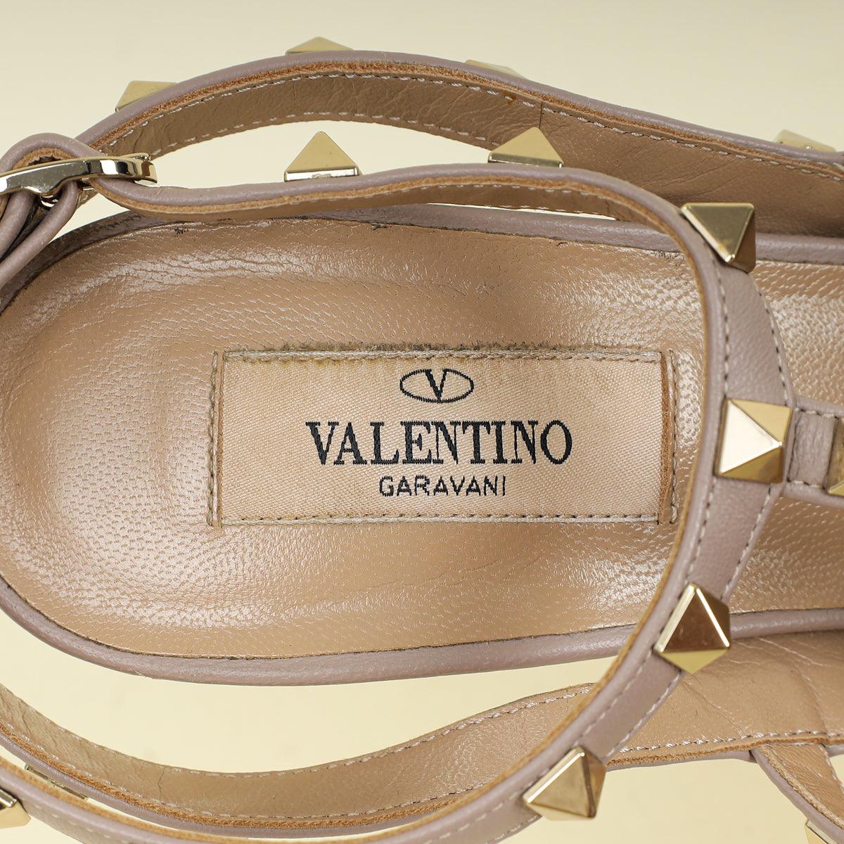 Valentino Creme Rockstud Caged Ankle Strap Pump 40