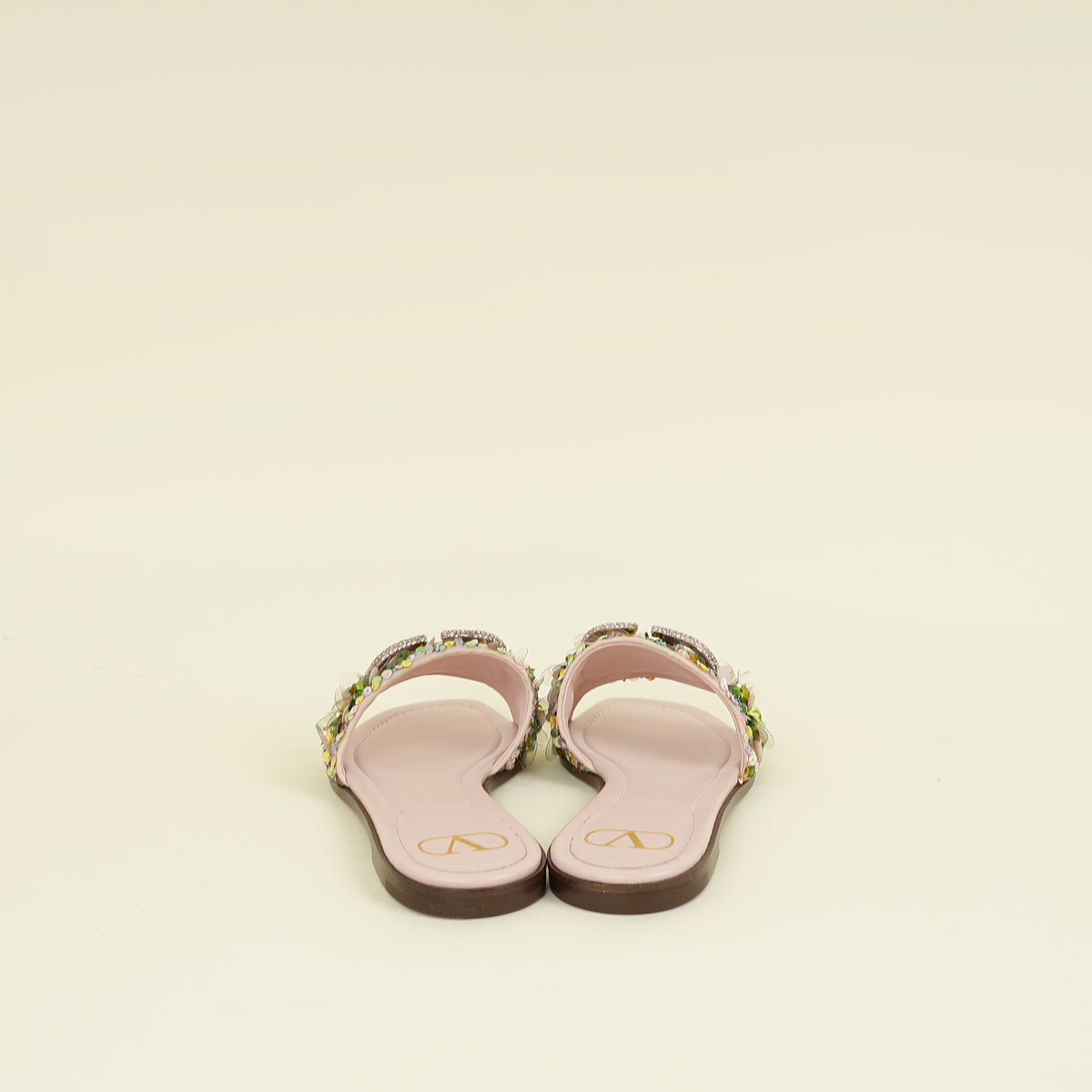 Valentino Multicolor VLogo Sequins Flats Slides 40