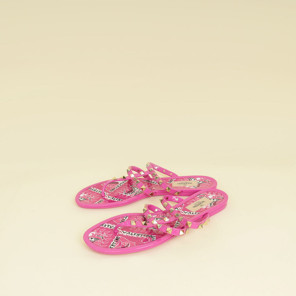 Valentino Bright Pink Summer Rockstud Sandals 40