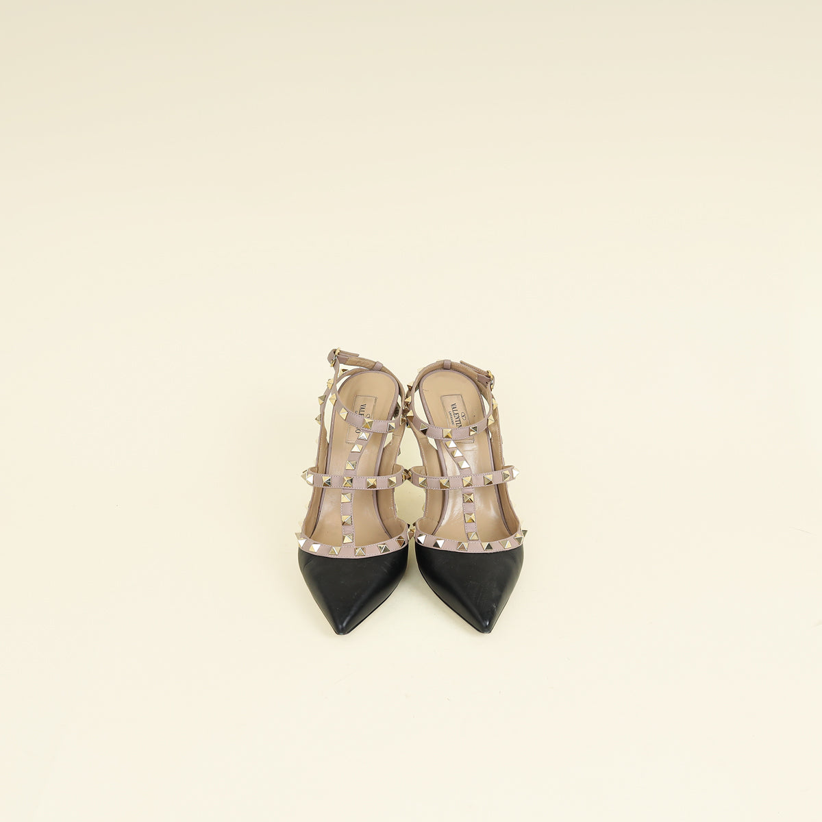 Valentino Black Rockstud Caged Ankle Strap Slingback Pump 41.5