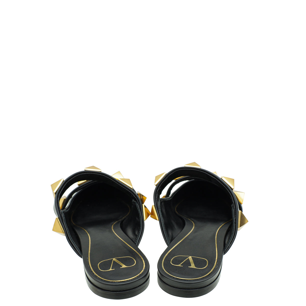 Valentino Black Roman Stud Flat Mules 41.5