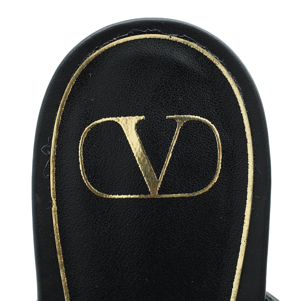 Valentino Black Roman Stud Flat Mules 41.5
