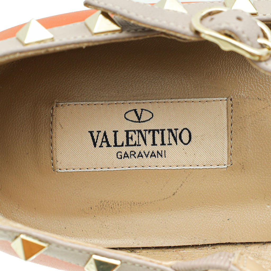 Valentino Rust Rockstud Caged Flat Ballerina 41